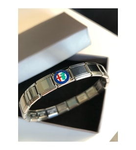 Erkek Kadın Çelik Bileklik - Alfa Romeo Logo Model Italy Nomi Charm • Sevgiliye • Eşe • Babaya (Gümüş)