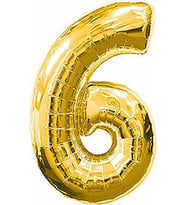 Pazariz  6 Rakam Gold Altın Folyo Balon Harfli Helyum Balon 100 cm Dev Boy