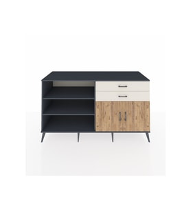 Kronos Konsol 3 Raflı 2 Çekmeceli 2 Kapaklı 176x59x99 Antrasit-Çam/Aytaşı