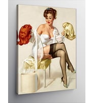 Kanvas Tablo Peruk Takan Jartiyerli Pin Up Kızı