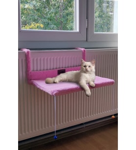 Pembe Radyatör Üstü Polar Kedi Hamak, Rahat ve Sıcacık Yatak