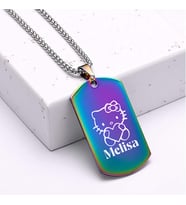 Kişiye Özel İsimli Künye Çelik Kolye Plaka Hello Kitty