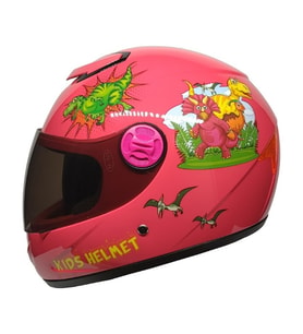 M201VR Dino Pink Motosiklet Çocuk Kaskı Full Face Kids Kask