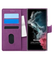 Microsonic Samsung Galaxy S22 Ultra Kılıf Fabric Book Wallet Mor