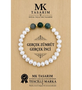 GERÇEK İNCİ GERÇEK ZÜMRÜT BİLEKLİK MK.7000.827- RAHATLIK-DİNGİNLİK-ENERJİ- STRES BİLEKLİĞİ