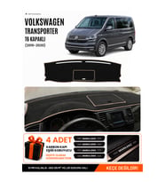 VOLKSWAGEN TRANSPORTER T6 KAPAKLI (2015-2020) Uyumlu Torpido Örtüsü Torpido Kılıfı - Siyah Bej