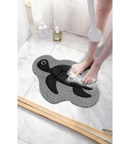 Kaplumbağa Banyo Paspası Kaymaz Taban Yumuşak Esnek  Paspas Islak Zemin Hijyenik Paspas (40x60 cm) (Gri)