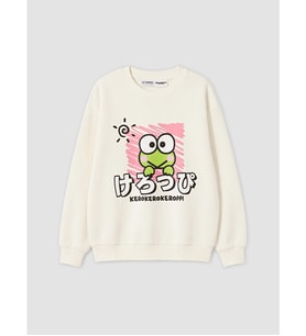 LCW Kids Ekru Kerokerokeroppi Baskılı Kız Çocuk Kalın Sweatshirt