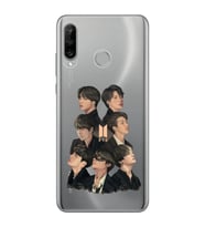 Huawei P30 Lite Uyumlu BTS Desenli Şeffaf Telefon Kılıfı