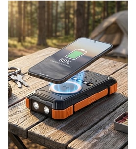 20000 Mah Powerbank Güneş Enerjili Kablosuz Şarj Hızlı Şarj Taşınabilir Batarya