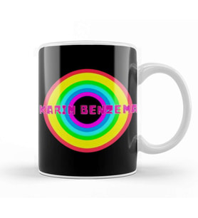 Karim Benzema  BAllon d'or  the best player İn The World 2021   Vintage Retro Rainbow Style Kupa Bardak Porselen