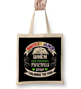 Funny Writer s Block and Imaginary Friends Author Bez Çanta Uzun Saplı