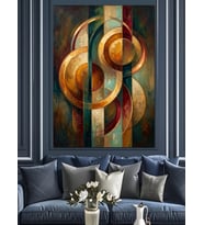 Geometrik Altın Daireler Soyut Sanat Dekoratif Kanvas - Mdf Ahşap Tablo