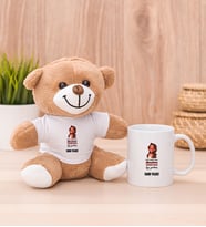 Kişiye Özel Kudurtayım Diye Tasarım Esprili Peluş Ayı ve Beyaz Kupa