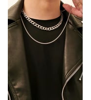 Gümüş Rengi Gerdanlık Kolye Unisex Katlı  Cadena Kolye
