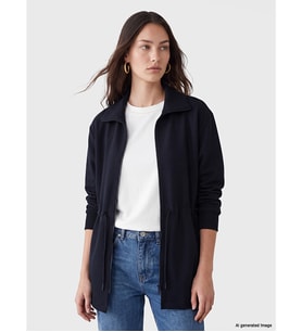 LCW Modest Lacivert Soft Touch Kadın Fermuarlı Sweatshirt
