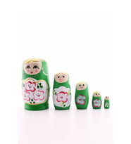 Ahşap Tombul İç İçe Matruşka Bebek Yeşil Set 5li Büyük Boy