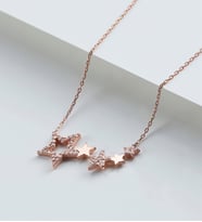Saklı Takı 925 Ayar Gümüş Yıldızlı Kolye ( Rose Gold )