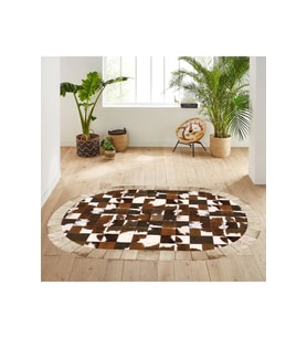 Eliana Home Baskılı, Yıkanabilir Kaymaz Taban Oval Halı LNA7077 100x150 cm (Kahverengi)