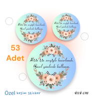 Sizin için Özenle Hazırlandı Çiçekli Çerçeveli 4x4 cm 53 Adet Etiket