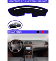 Mercedes S Class W 220 1998-2005 Için Uygun Torpido Koruma Halısı Siyah Kenar Renk Mavi