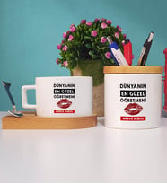 Dünyanın En Güzel Öğretmeni Kupa Bardak Kısa ve Kalemlik