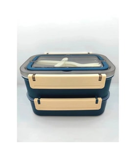 VAGONLIFE BL2221-2 PASLANMAZ ÇELİK YEMEK KABI - LUNCH BOX 2 KATLI 3 BÖLMELİ 1600 ML LACİVERT