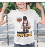 İsme Özel Brawl Stars Bull Çocuk Beyaz Tişört Kısa Kollu Unisex