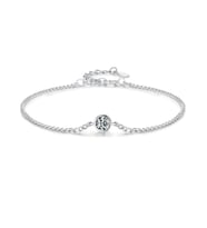 0.30 Karat Yuvarlak Moissanite Taşlı Kadın Gümüş Bileklik