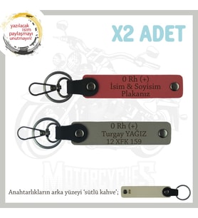 Hız Aşıkları İçin Özel, İsim Plaka ve 0 Rh (+) Kan Grubu Yazılı x2 Anahtarlık, Nar Çiçeği-Kül Gri-SK (Çok Renkli)