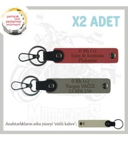 Hız Aşıkları İçin Özel, İsim Plaka ve 0 Rh (+) Kan Grubu Yazılı x2 Anahtarlık, Nar Çiçeği-Kül Gri-SK (Çok Renkli)
