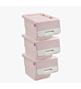 Motek Patateslik Soğanlık Tekerlekli Organızer Eşya Ve Erzak Kutusu 3x33 Lt-Mt05 Pembe+Beyaz