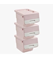 Motek Patateslik Soğanlık Tekerlekli Organızer Eşya Ve Erzak Kutusu 3x33 Lt-Mt05 Pembe+Beyaz