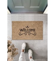Siyah Kapı Önü Paspası Motifli Welcome Desen Kapı Paspası
