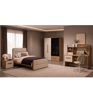 Vega Genç Odası (4 Kapılı Dolap+Karyola 100x200+Komodin+Çalışma Masası ve Üst Ünite+Kitaplık+Şifonyer+ayna )
