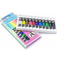 Mona Lisa 12 Renk Akrilik Tüp Boya Seti – 12x12 ml Profesyonel Akrilik Boya Tüp Set – Tuval, Ahşap, Taş, Seramik ve Hobi Boyama İçin Yoğun Pigmentli Sanat Boyası