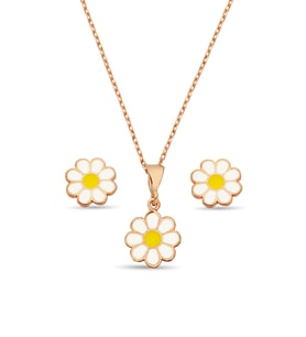Gümüş İkili Rose Papatya Set - S017702