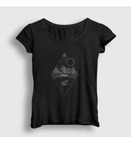 Presmono Kadın Siyah Earth Camper Kamp T-Shirt 371202tt