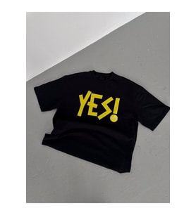 YES BASKILI SİYAH Unisex T-Shirt (ATLANTİK-SOHO ANTRASİT)