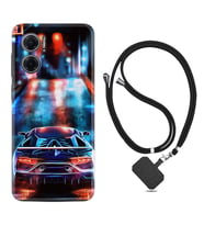 Xiaomi Redmi Note 11E Kılıf Silikon Boyun Askılı İpli Desenli Silikon Neon Cars 1724