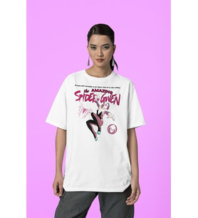 The Amazing Spider Gwen Baskılı Unisex Tişört, Oversize Marvel Tişört
