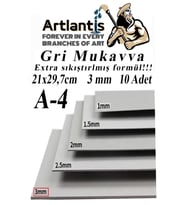 A4 Mukavva Gri 3 mm 10 Adet 1 Paket 21x29.7 cm A-4 Mukavva 3 mm Kalınlığında A-4 Mukavva