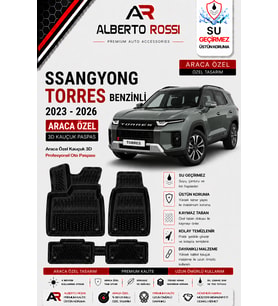 SSANGYONG TORRES BENZİNLİ 2023 - 2026 Araca Özel Kauçuk 3D Profesyonel Oto Paspası