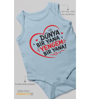 Dünya Bir Yana Yengem Bir Yana Sıfır Kol Bebek Zıbını %100 Pamuk