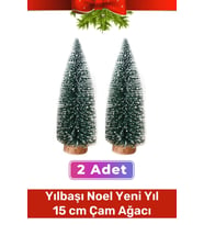 Mini Çam Masaüstü Minyatür Dekorasyon Küçük Süs Kar Yeni Yıl Noel Yapay Sedir Ağacı 15cm 2 Adet