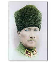 Cakatablo Kalpaklı Atatürk Portresi Renkli Görsel MDF Tablo