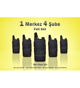 Çaycı Telsizi 1 Merkez 4 Şube Kulaklık Hediyeli Full Set (Siyah)