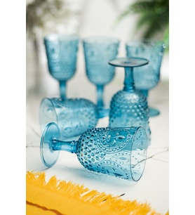 Akrilik Aquamarin 6'Lı Kadeh & Su Meşrubat Kahve Yanı Bardağı 450 Ml ( Cam Değildir )