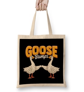 Cute & Funny Goose Bumps Goosebumps Animal Pun Bez Çanta Uzun Saplı