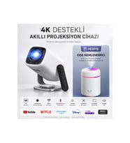4K Taşınabilir Akıllı Projektör, WiFi 6, Oda Nemlendirici Hediyeli